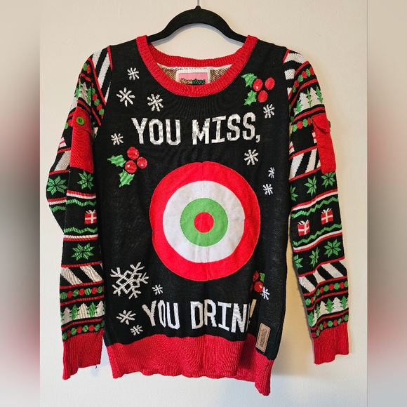 Tipsy elves drinking game christmas sweater you miss you drink - Picture 2 of 7
